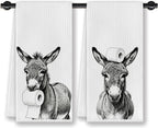 Donkey Hand Towel for Bathroom Decor,16x24 Set of 2, Funny Donkey Gift for Women & Kids