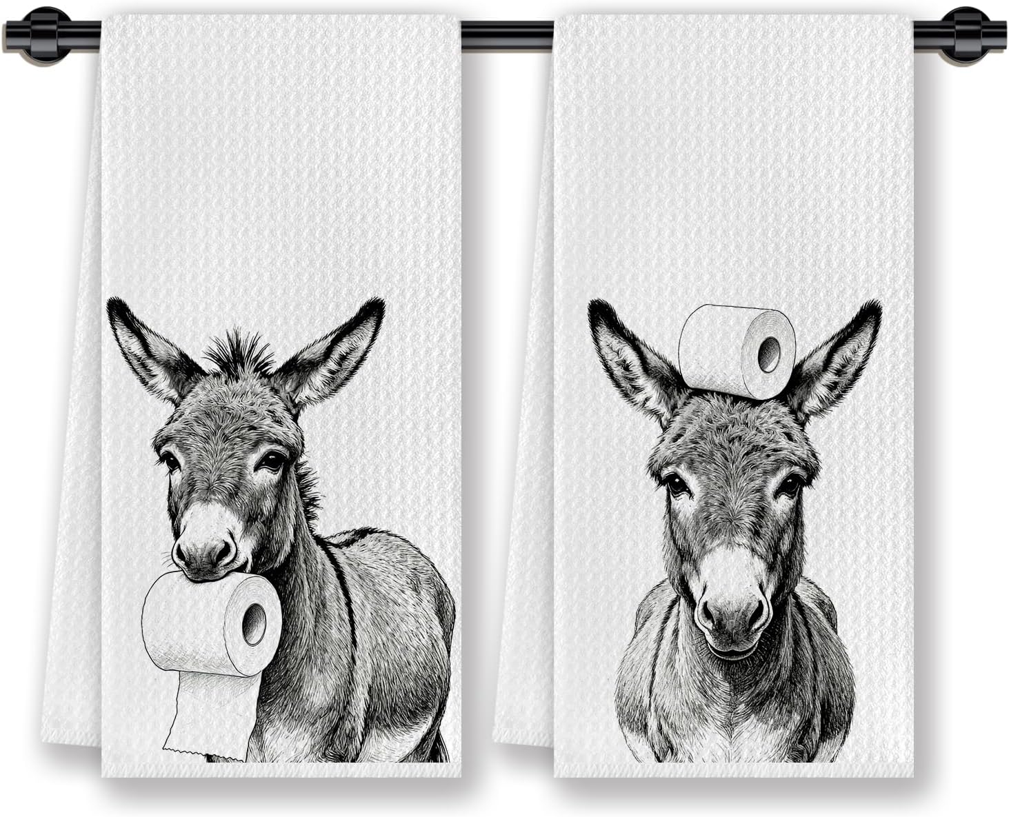 Donkey Hand Towel for Bathroom Decor,16x24 Set of 2, Funny Donkey Gift for Women & Kids