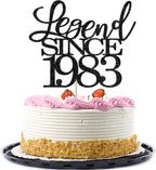 Legend Since 1983 Cake Topper 43th Birthday Happy Birthday Cake Topper Men and Women Cheer 43 Years Old Handmade Black Glitter Cake Decoration (1983)