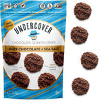 Undercover Snacks Chocolate Quinoa Crisps - Dark Chocolate + Sea Salt Quinoa Crisps | 7-Pack, 3oz Bags of Mini Crisps | Gluten Free, Nut-Free, Allergen Friendly, Kosher, Plant-Based
