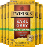 Twinings Decaffeinated Earl Grey Black Tea Individually Wrapped Bags, 20 Count (Pack of 6), Flavoured with Citrus and Bergamot, Enjoy Hot or Iced, 120 Teabags