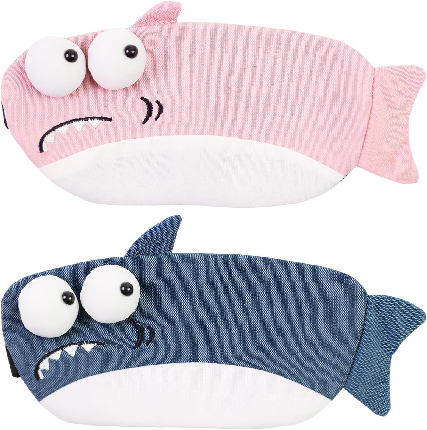 Cute Sleeping Mask, Shark Soft Fabric Sleep Mask Funny Cartoon Blindfold Novelty Eye Cover Eyeshade Shade for Women Kids Girls and Adult Travel (Pink+Blue Shark)