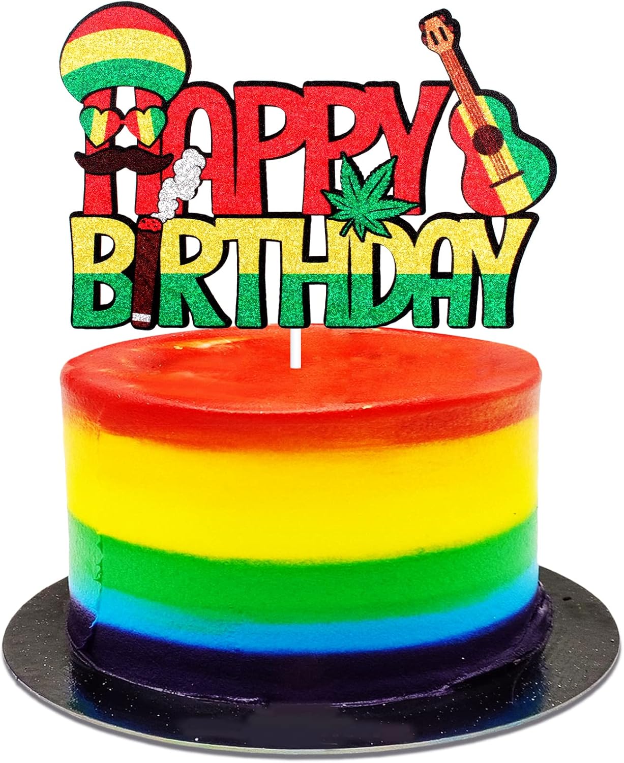 Reggae Dancehall Happy Birthday Cake Topper - Summer Hawaii Music Dance Party Cake Topper - Hawaiii Pool Decorations For Men