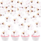 56 Pcs A Tini Bit Older Drink Toppers, Edible Cocktail Toppers, Rice Paper Cupcake Topper, Cake Topper for Birthday Party Decor (A Tini Bit Older Pink Bow)