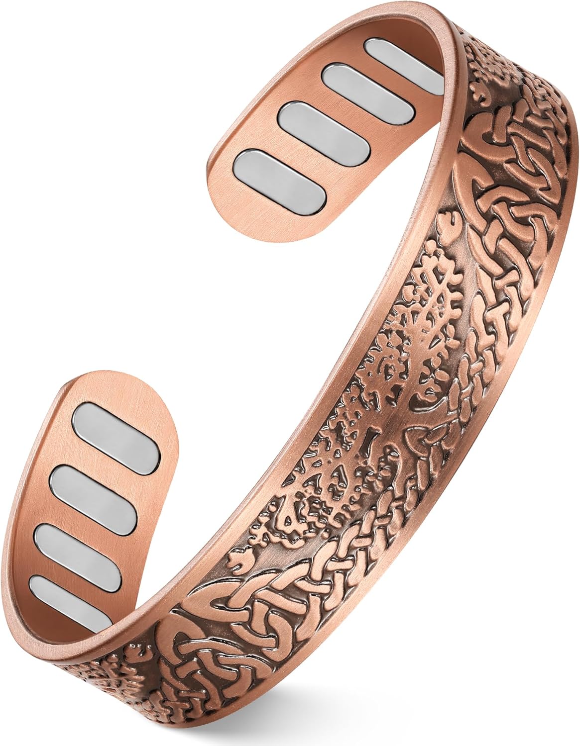 Feraco Copper Bracelet for Men, 5X Ultra Strength Magnetic Cuff Bangle with 5000 Gauss Neodymium Magnets, 99.99% Pure Copper Jewelry Gift, Adjustable