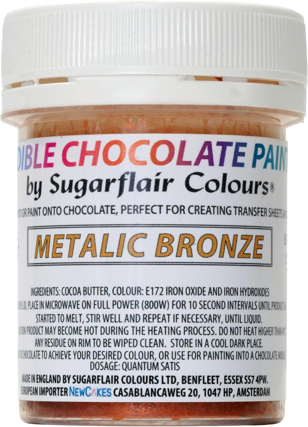 Sugarflair Metallic Bronze Chocolate Paint - Coloured Cocoa Butter for Painting Directly Onto Chocolate, Transfer Sheets or Moulds - 35g