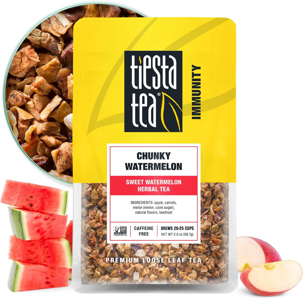 Tiesta Tea - Chunky Watermelon, Loose Leaf, Sweet Watermelon Herbal Tea, Premium Non-Caffeinated Blend, Make Hot or Iced, Brews Up to 25 Cups, 2 Ounce Resealable Pouch