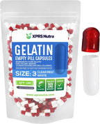 XPRS Nutra Size 3 Empty Capsules - 100 Count Empty Gelatin Capsules - Pills DIY Capsule Filling - Pure Bovine Pill Gel Caps Fillable for Do-It-Yourself Vitamins and Supplements (Clear Red/White)