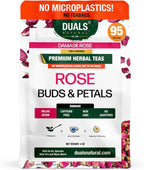 Edible Rose Buds & Petals – Damask Rose for Cooking, Baking, Rose Tea & Garnish – 100% Natural, Non-GMO, Caffeine-Free – 4oz, 95 Servings – Duals Natural
