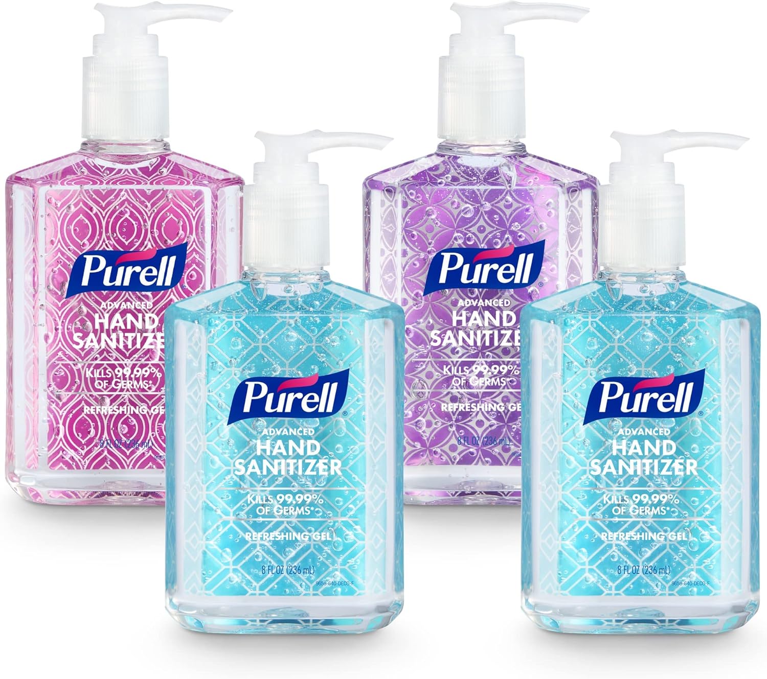 Purell Advanced Hand Sanitizer Refreshing Gel Design Series, Clean Scent,Clear, 8 Fl Oz Pump Bottle (Pack of 4), 9652-06-ECDECO