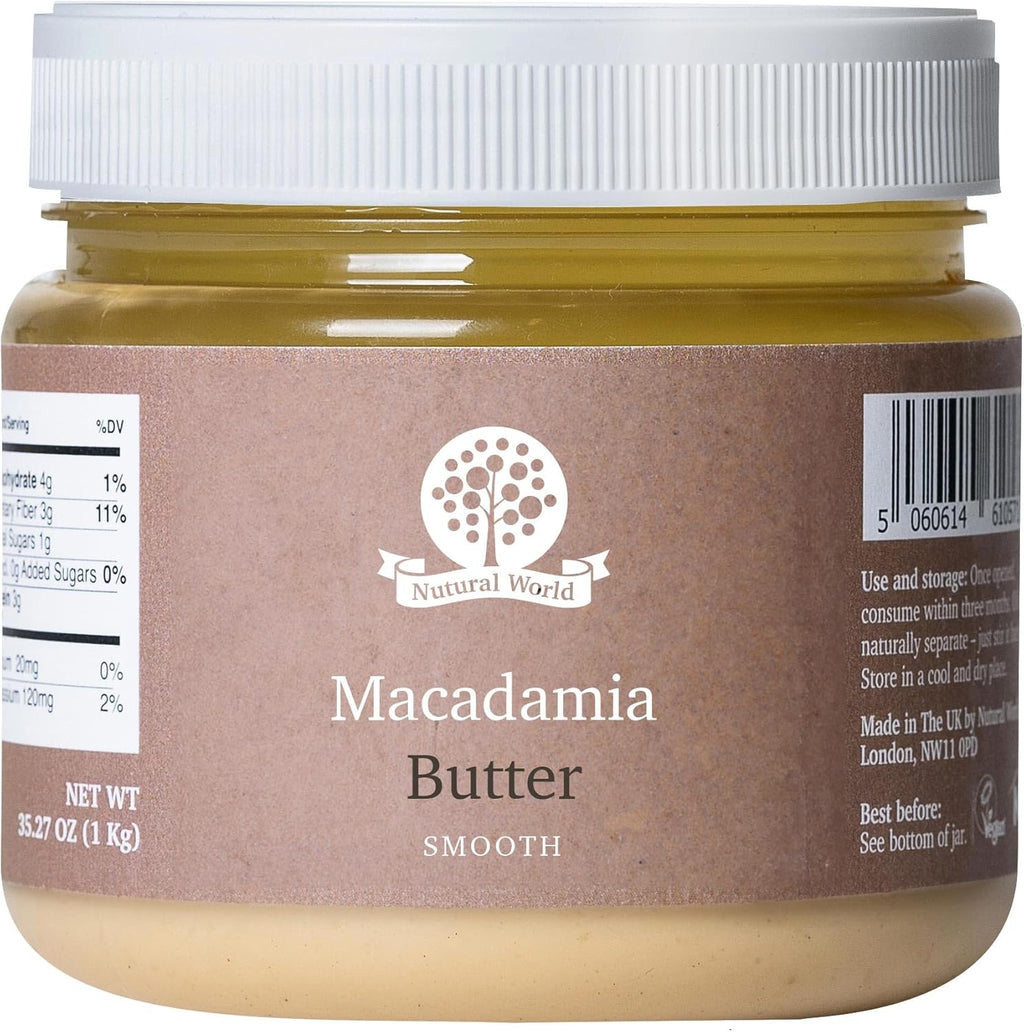 Nutural World - Smooth Macadamia Nut Butter 35 Oz (1kg) / 100% pure single ingredient