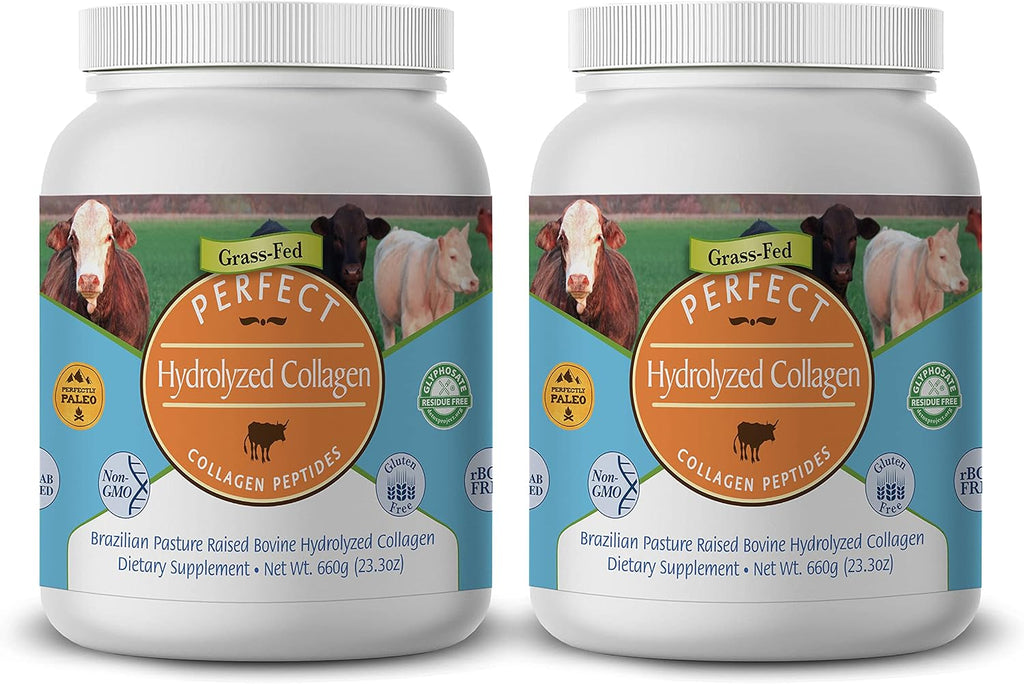 Perfect Supplements – Perfect Hydrolyzed Collagen Powder – 660g – All Natural Collagen - Brazilian Pasture Raised - Promotes Healthy Skin – 2 Pack