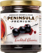 Peninsula Premium Cocktail Cherries | Award Winning | Deep Burgundy-Red | Silky Smooth, Rich Syrup | Luxe Fruit Forward, Sweet-Tart Flavor | Gourmet | American Grown & Made | 10.5 Ounce