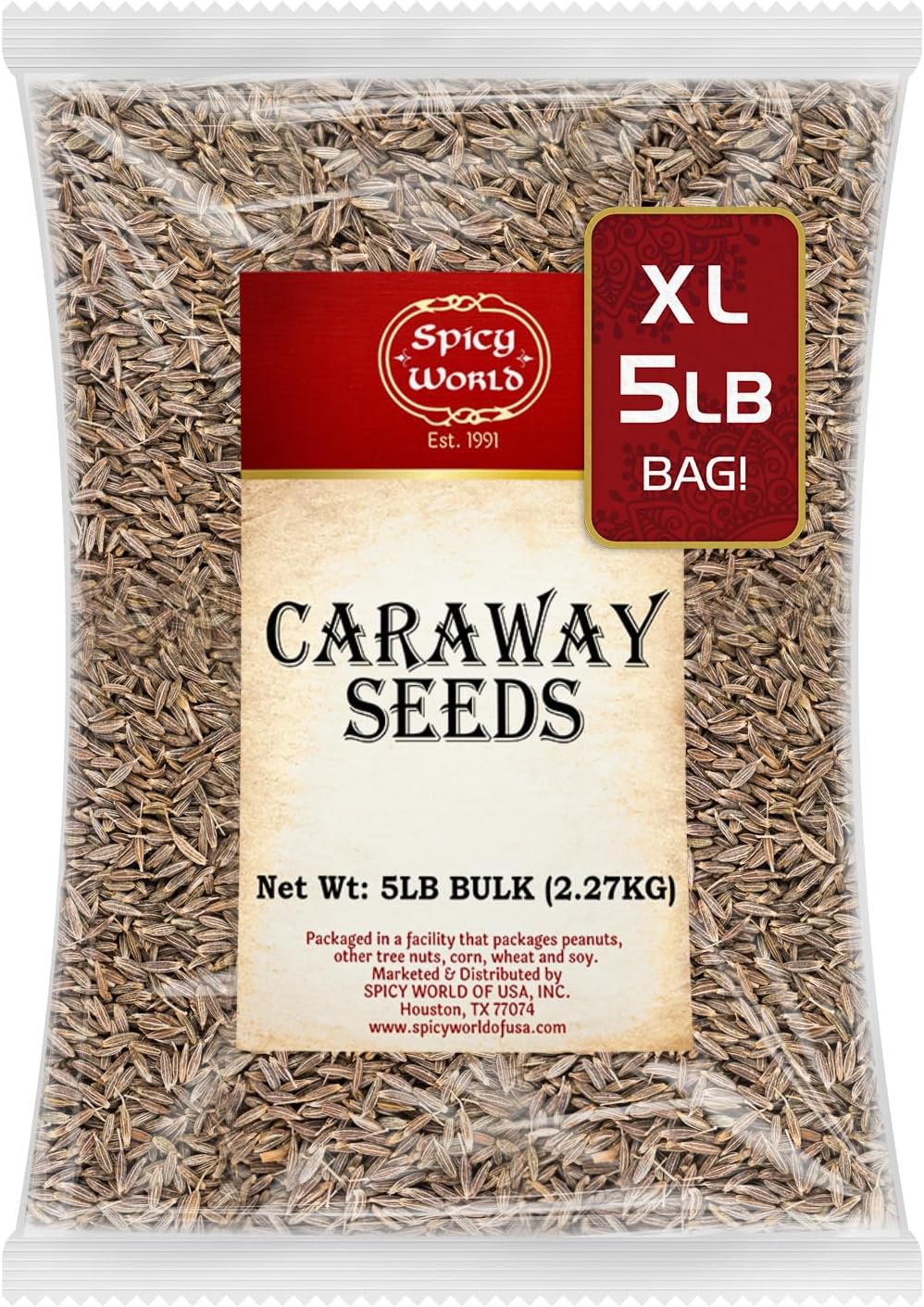 Spicy World Caraway Seeds 5 Pound Bulk Bag