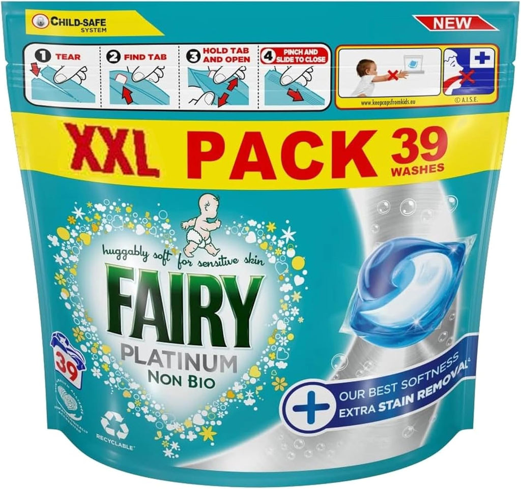 Fairy Non Bio Platinum Pods Washing Liquid Capsules 39 Washes