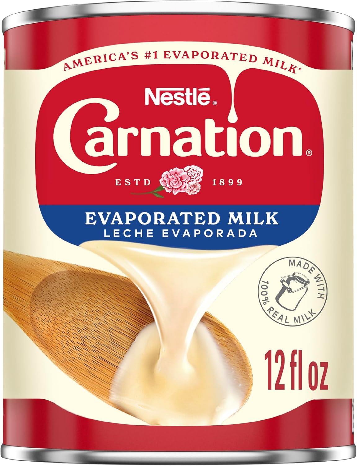 Nestlé Carnation Evaporated Milk, Vitamin D Added, Shelf Milk, Evaporated Milk Canned 12 fl oz