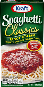 Kraft Spaghetti Classics Tangy Italian Spaghetti, Spices, & Parmesan Cheese Meal Mix, 8 oz Box