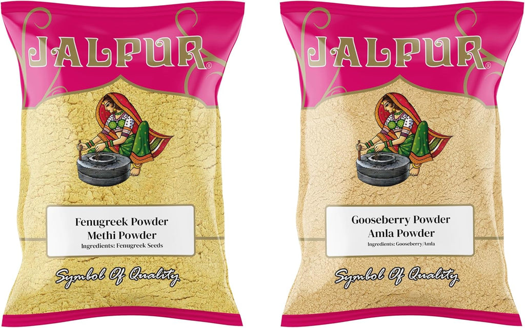Jalpur Millers Spice Combo Pack - Fenugreek Powder 100g - Amla Powder 100g (dry hog plum powder) (2 Pack)