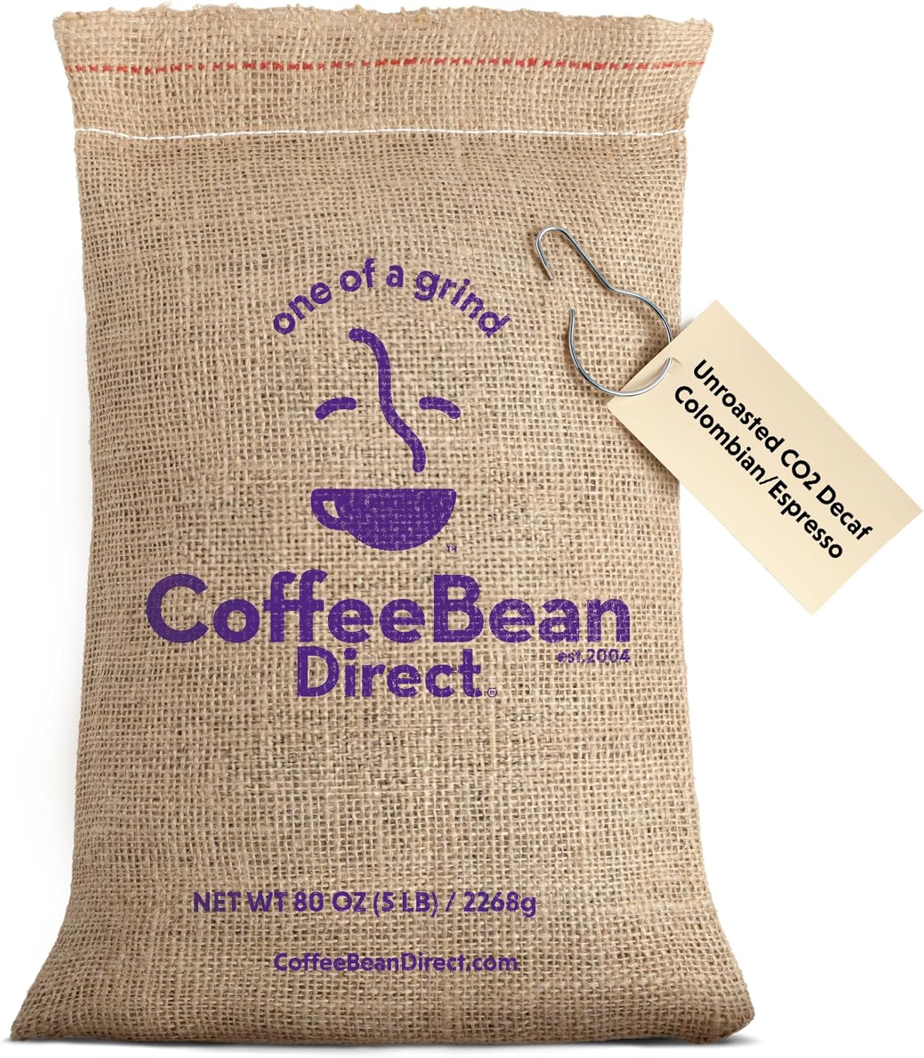 Coffee Bean Direct Unroasted CO2 Decaf Colombian/Espresso, 5 Pound (Pack of 1)