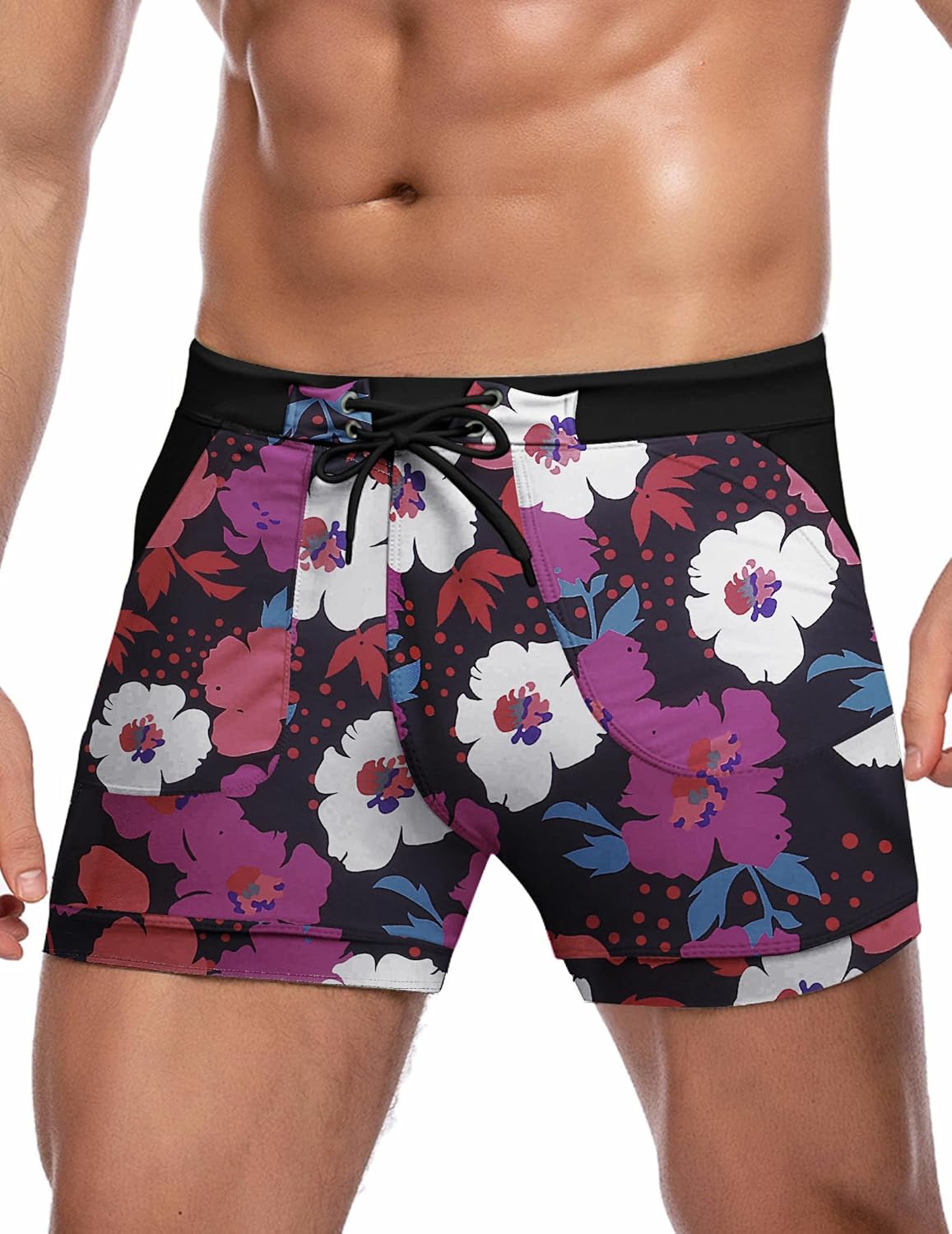 COOFANDY Swim Trunks for Men Sexy Swim Brief Square Leg Swimsuit Swimming Short Bathing Suit with Pocket S-XXL