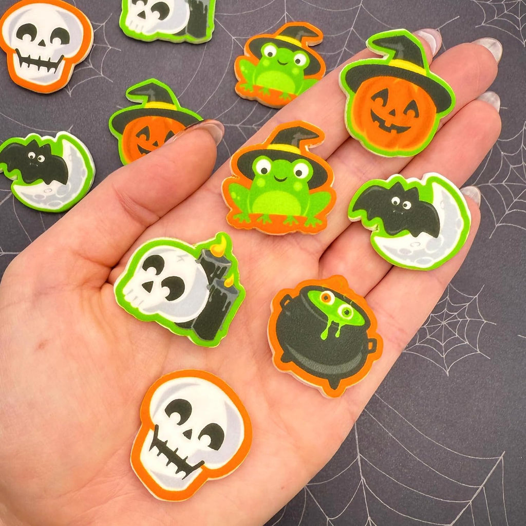 Halloween Sugar Shapes | Edible Pumpkins, Skulls, Bats, Moons | Cupcake Toppers | Halloween Cake Toppers | by Simply Sucré (12 Toppers)