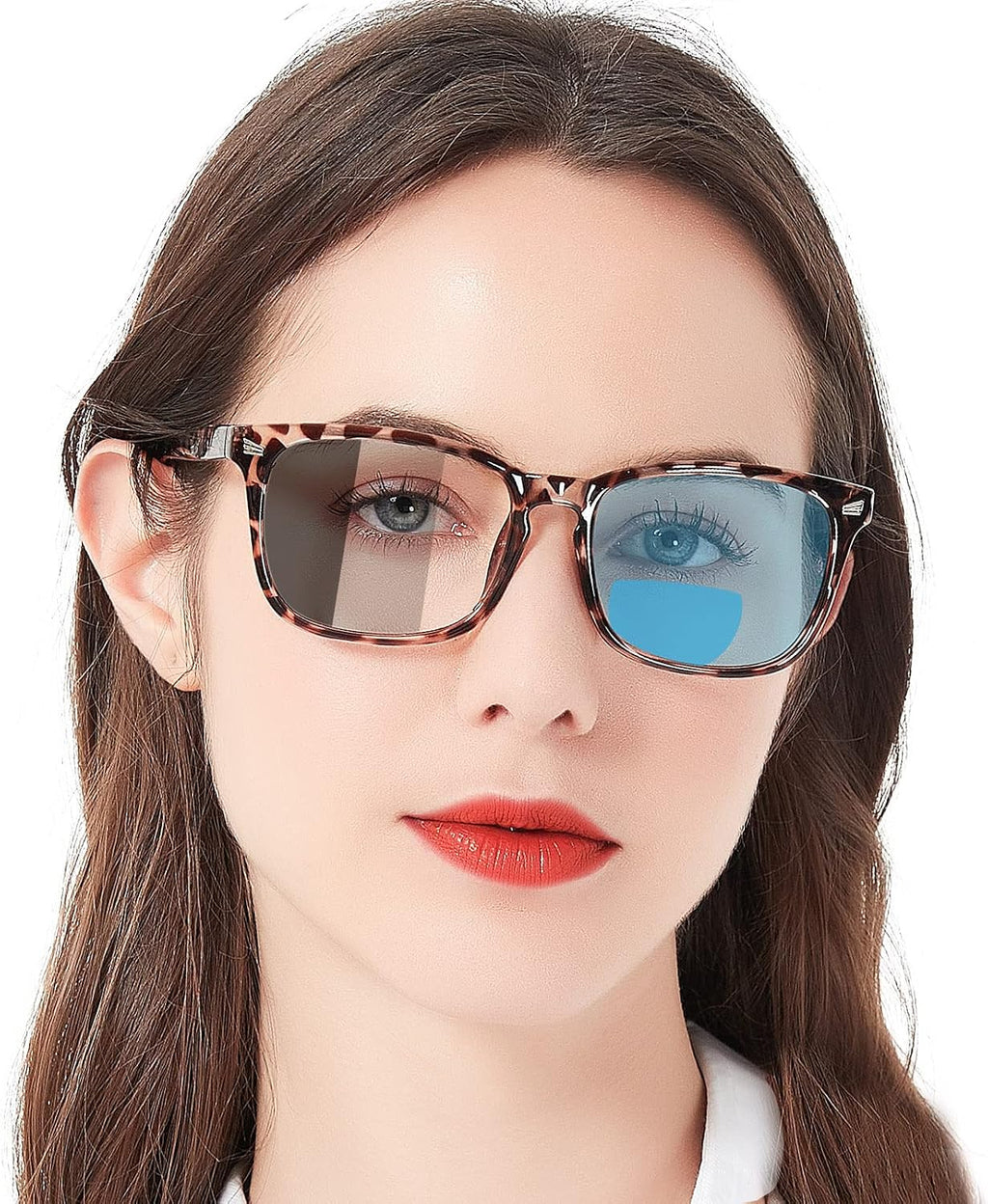 MARE AZZURO Photochromic Bifocal Reading Glasses Women Blue Light Blocking Square Readers Sunglasses 1.00 1.50 2.00 2.50 3.00 3.50 4.0 (Leopard, 1.0)