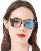 MARE AZZURO Photochromic Bifocal Reading Glasses Women Blue Light Blocking Square Readers Sunglasses 1.00 1.50 2.00 2.50 3.00 3.50 4.0 (Leopard, 1.0)
