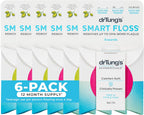 DrTung's Smart Floss - Natural Dental Floss, PTFE & PFAS Free, Gentle on Gums, Expands & Stretches, BPA Free - Cardamom Flavor(Pack of 6)