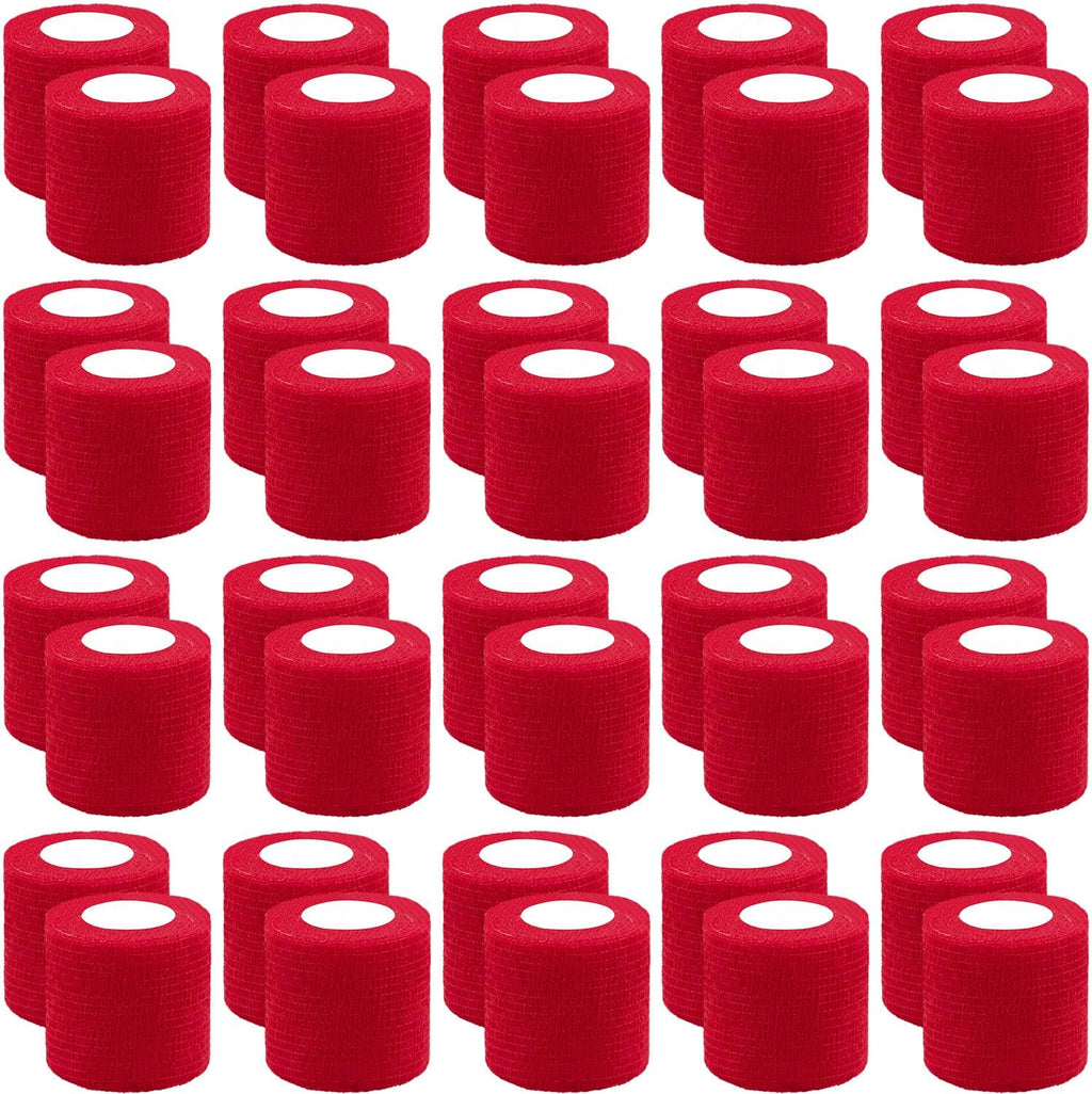 BQTQ 40 Rolls Self Adhesive Bandage 2 Inch Red Self Adherent Stretch Bandage Self Stick Athletic Wrap Tape Wound Wrap for Wrist Ankle Swelling Sprains