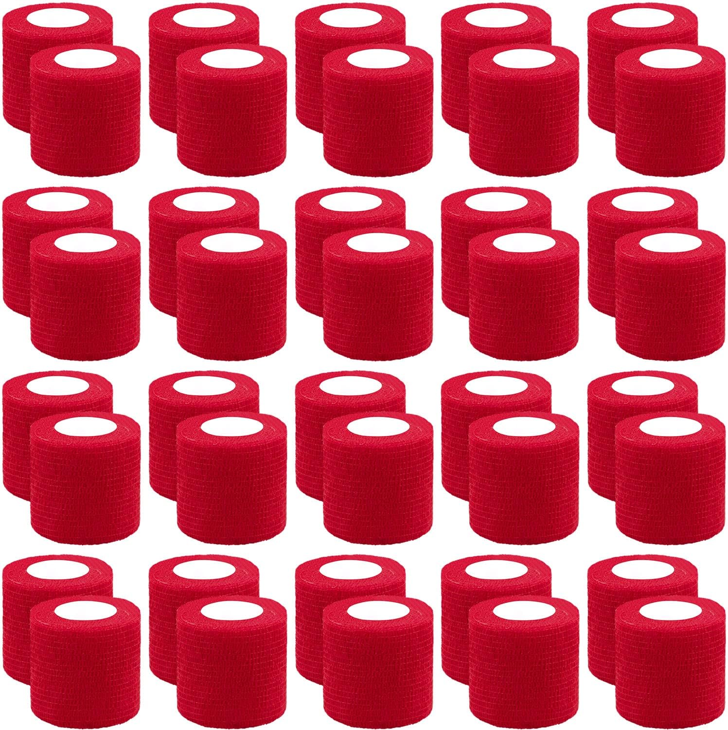 BQTQ 40 Rolls Self Adhesive Bandage 2 Inch Red Self Adherent Stretch Bandage Self Stick Athletic Wrap Tape Wound Wrap for Wrist Ankle Swelling Sprains
