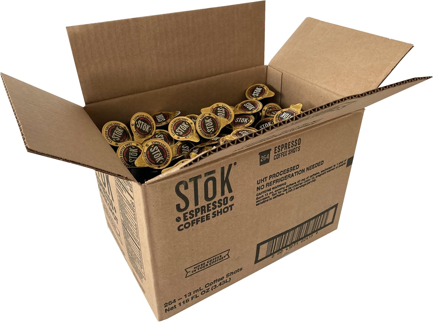SToK Espresso Coffee Shots, Black, Unsweetened, Dark Roast Coffee, Ready to Drink, Use for Lattes, Americanos, 13 ML Pods, 264 Count