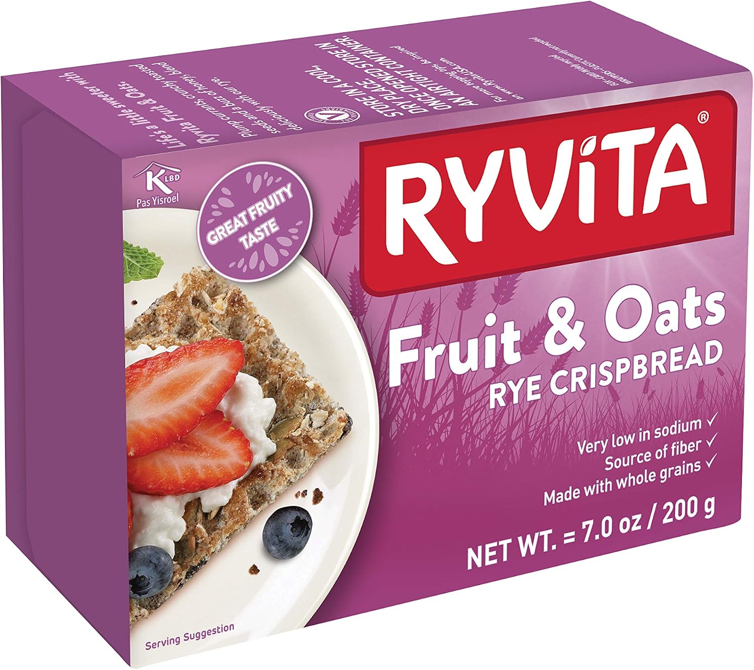 Ryvita Rye Crispbread, Fruit & Oats, 7oz (Pack of 8)
