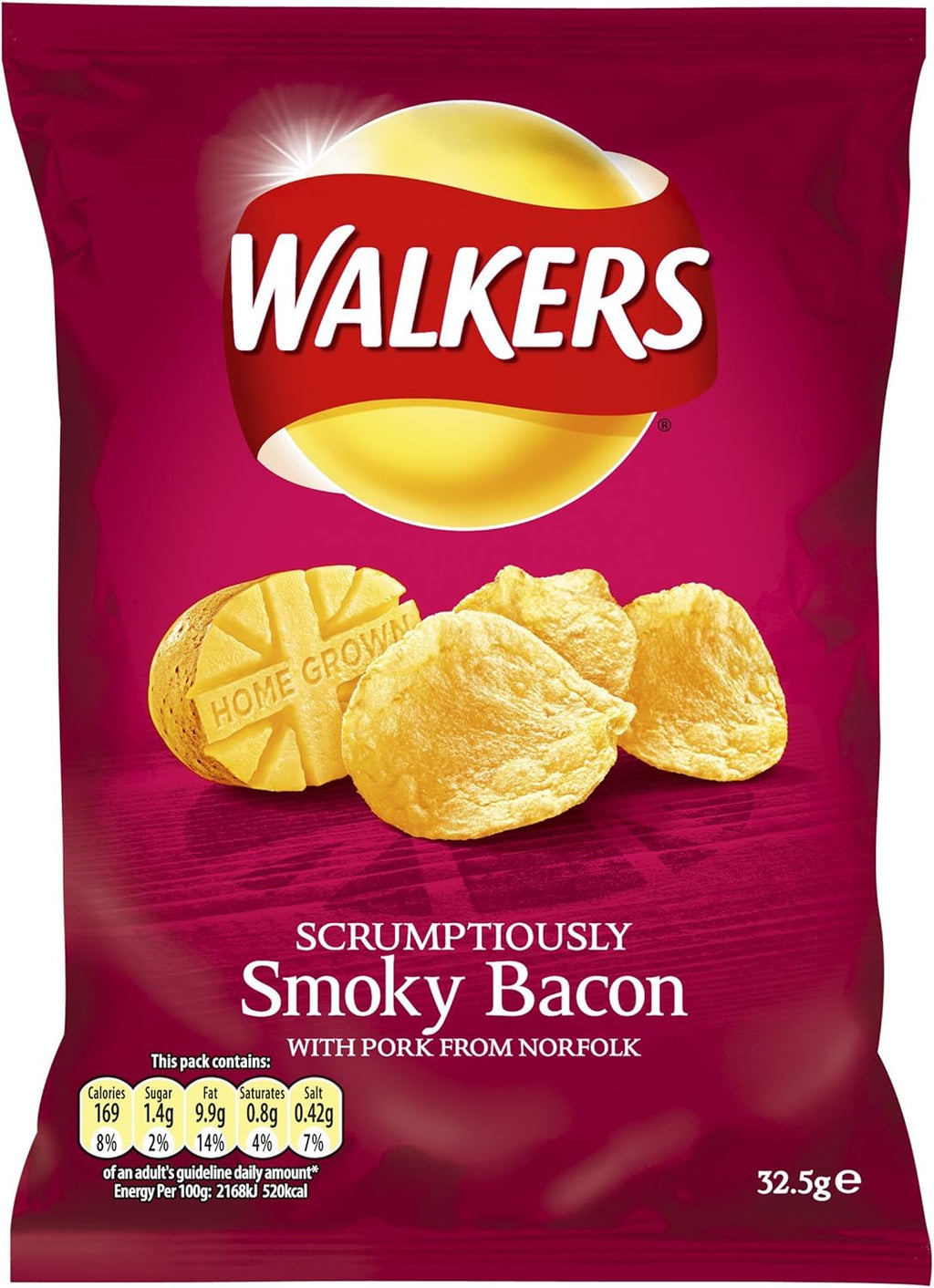 Walkers Smoky Bacon Crisps 32.5 g (Pack of 48)