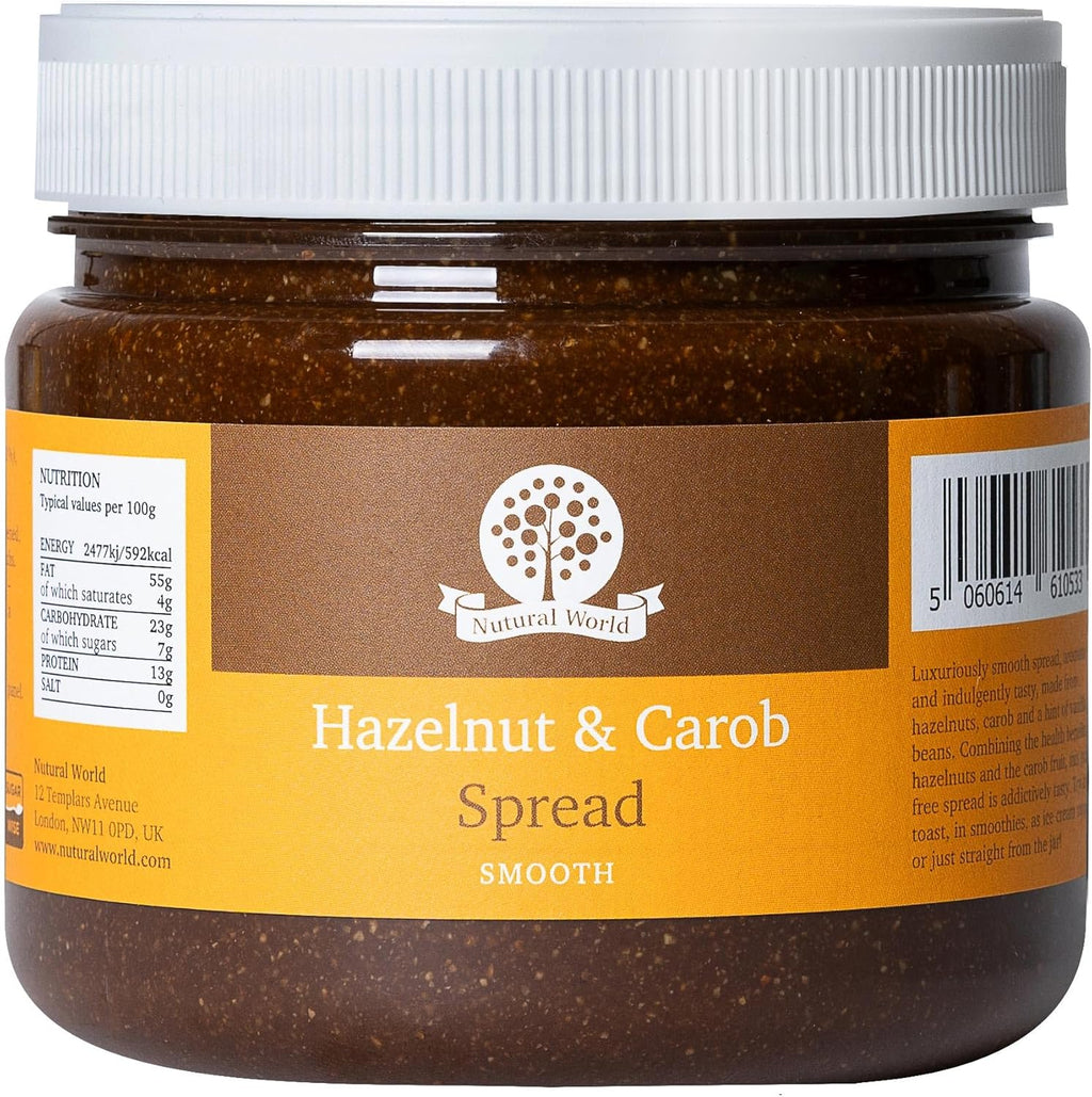 Nutural World - Smooth Hazelnut and Carob spread 35 Oz (1kg) Award Winning product