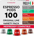 CARRARO 1927 New Variety Pack Espresso Capsules - 100 Aluminium Espresso Pods Compatible with Nespresso Original line Machines, Medium and Dark Roast, Made in Italy