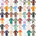 48 Pcs Mini Crystal Mushroom Gemstone Sculpture Decor Carved Witch Polished Cute Mushroom Stones for Witchcraft Supplies Home Garden Lawn Meditation Flower Pot (Retro Style)