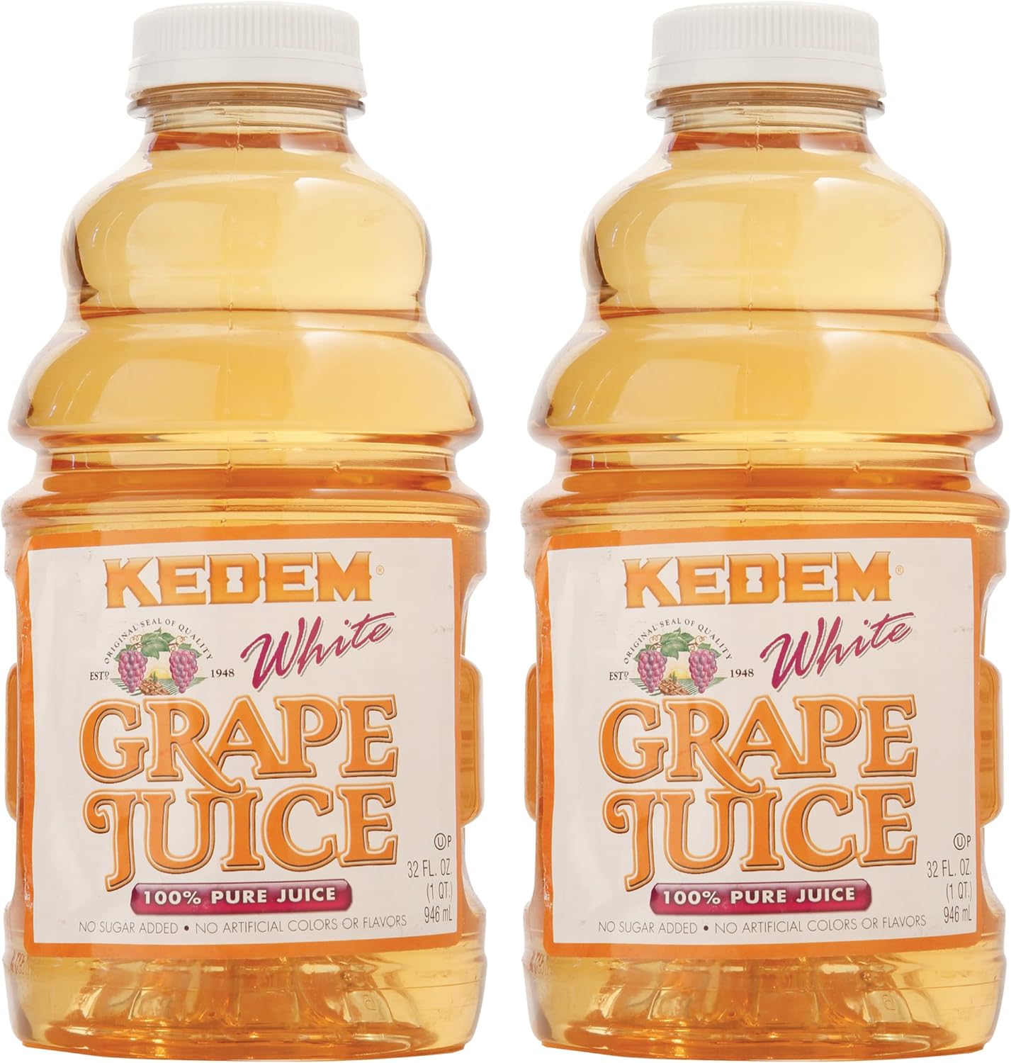 Kedem White Grape Juice, 32oz (2 Pack) | 100% Juice, No Sugar Added | Kosher for Passover