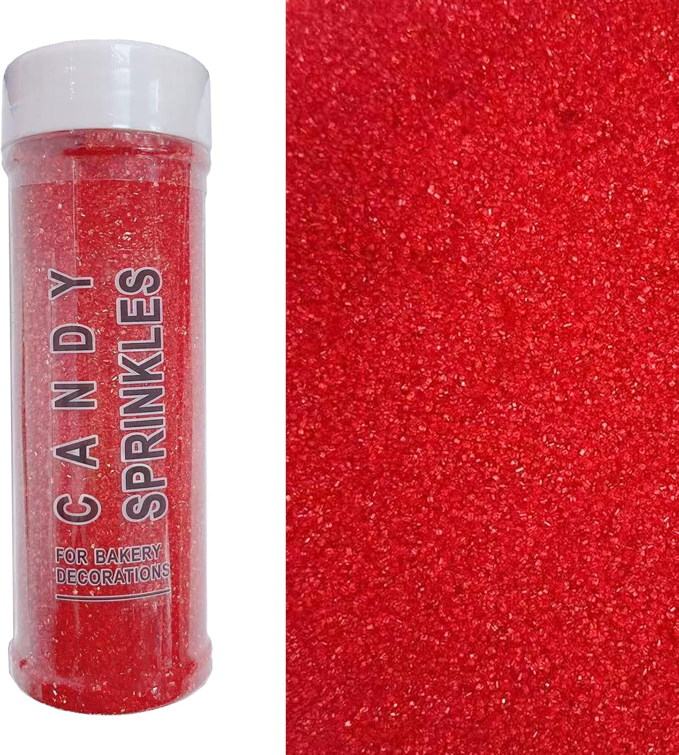 PhilaeEC Red Sanding Sugar Edible Sparkling Crystals for Baking Cake Decoration Cookie Ice Cream Cupcake Toppers Wedding Party Valentines Halloween Christmas Supplies 5oz