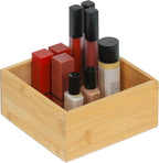Relaxdays Bamboo Organiser Box, Flat Storage Box without Lid, HBT 7 x 15 x 15 cm, Bamboo Box Kitchen, Bathroom, Office, Natural