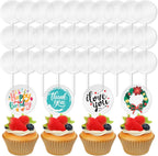 Blank Acrylic Cupcake Toppers, 50 Packs Round Cupcake Topper with Sticks, DIY Dessert Table Cupcake Signs, Suitable for Birthdays, Weddings, Christmas, Baby Showers Cake Decoration
