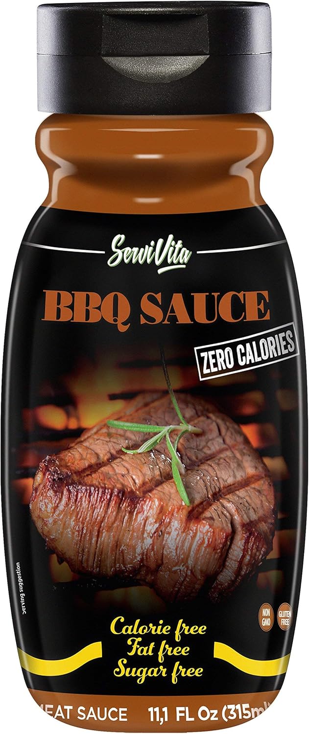 Sugar Free BBQ Sauce - Sugar Free barbecue sauce - Zero Calories and Fat Free, 11.1 FL OZ - No Sugar BBQ Sauce - Gluten Free, Low Sodium, Low Carb - ServiVita