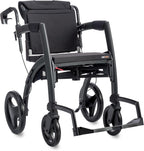 Rollz Motion 2.1 Island Blue - 2 in 1 Rollator Walker Wheelchair Combo - Foldable Transport Chair - Rollator Wheelchair Combo - Modern Design
