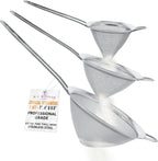 U.S. Kitchen Supply Set of 3 Stainless Steel Conical Strainers - 3", 4" & 5.5" Sizes - Chinois Style, Extra Fine Twill Mesh Sieve, Stainless Steel Strainers and Colanders for Kitchen