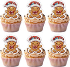 50 PCS Edible Gingerbread Man Cupcake Toppers Wafer Paper Merry Christmas Cake Toppers Gingerbread Man Party Decorations for Christmas Theme Baby Shower New Year Holiday Party Decorations Supplies