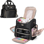 Large Medicine Organizer Bag, Pill Bottle Bag with 3 Portable Bags, Double-Layer Medication Case for Travel First Aid Home Storage, Black(Empty Bag Only)