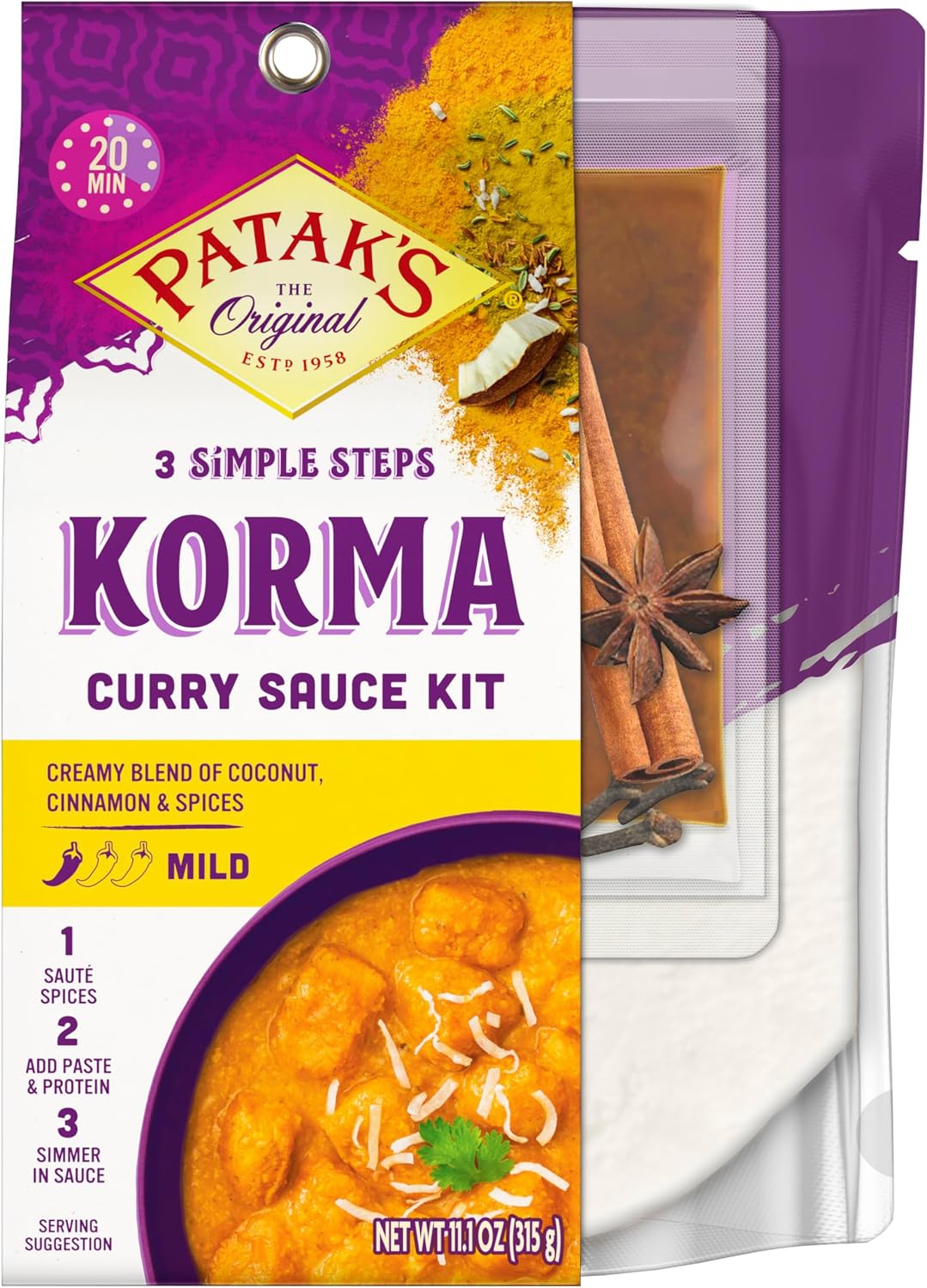 Patak's Korma Curry Sauce Kits 3-Step, 11.1 Oz
