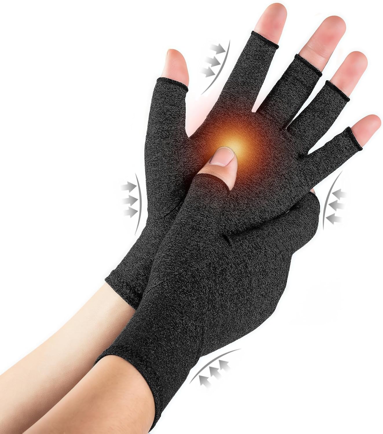 Arthritis Gloves for Women for Pain, Men and Women Fingerless Compression Wrap for Hand Pain and Osteoarthritis Compression Gloves Women,L,Black