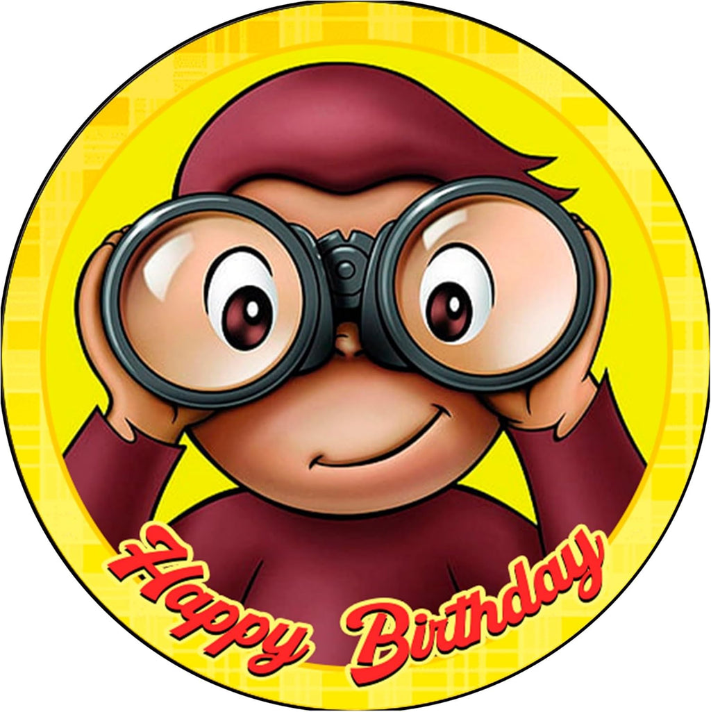 7.5 Inch Edible Cake Toppers – Curious Monkey Themed Birthday Party Collection of Edible Cake Decorations