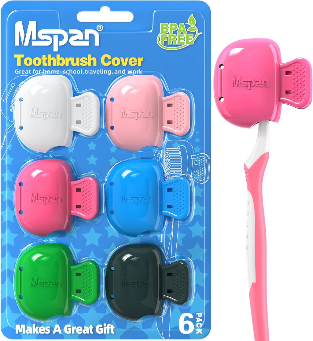 Mspan Toothbrush Cover Cap Case: Brush Head Protector Pods Plastic Travel Tooth Brushing Clip for Manual & Electric Toothbrush - 6 Packs