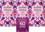 Pukka Organic Tea Bags, Elderberry & Echinacea Herbal Tea, Perfect for Wellness Support, 20 Count (Pack of 3) 60 Tea Bags